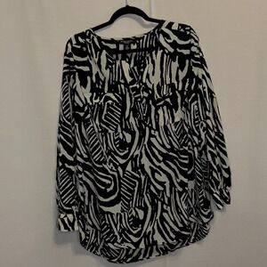 Valerie Stevens Blouse Top Animal Print Long Sleeve Career 2X WPL8046
